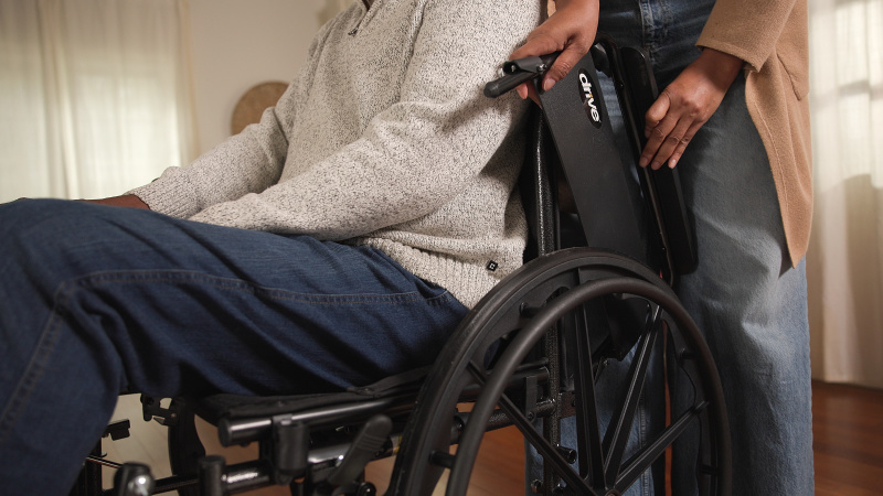 Flip up arms on a Drive Cruiser 3 wheelchair